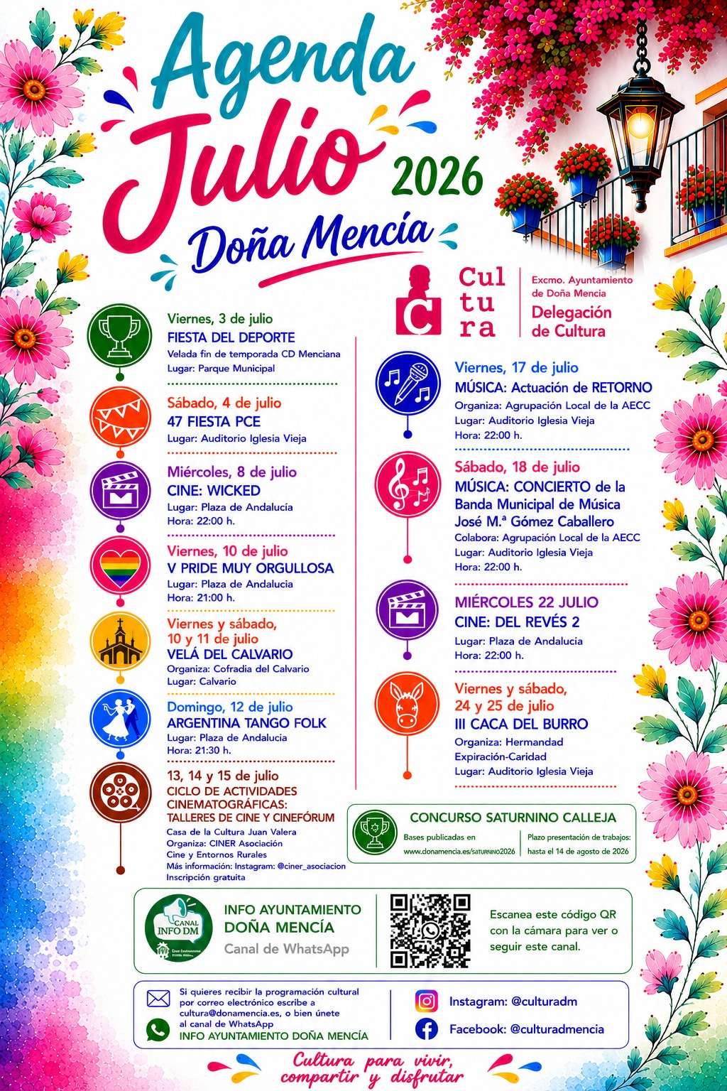 AGENDA CULTURAL JULIO 2026 - Doña Mencía