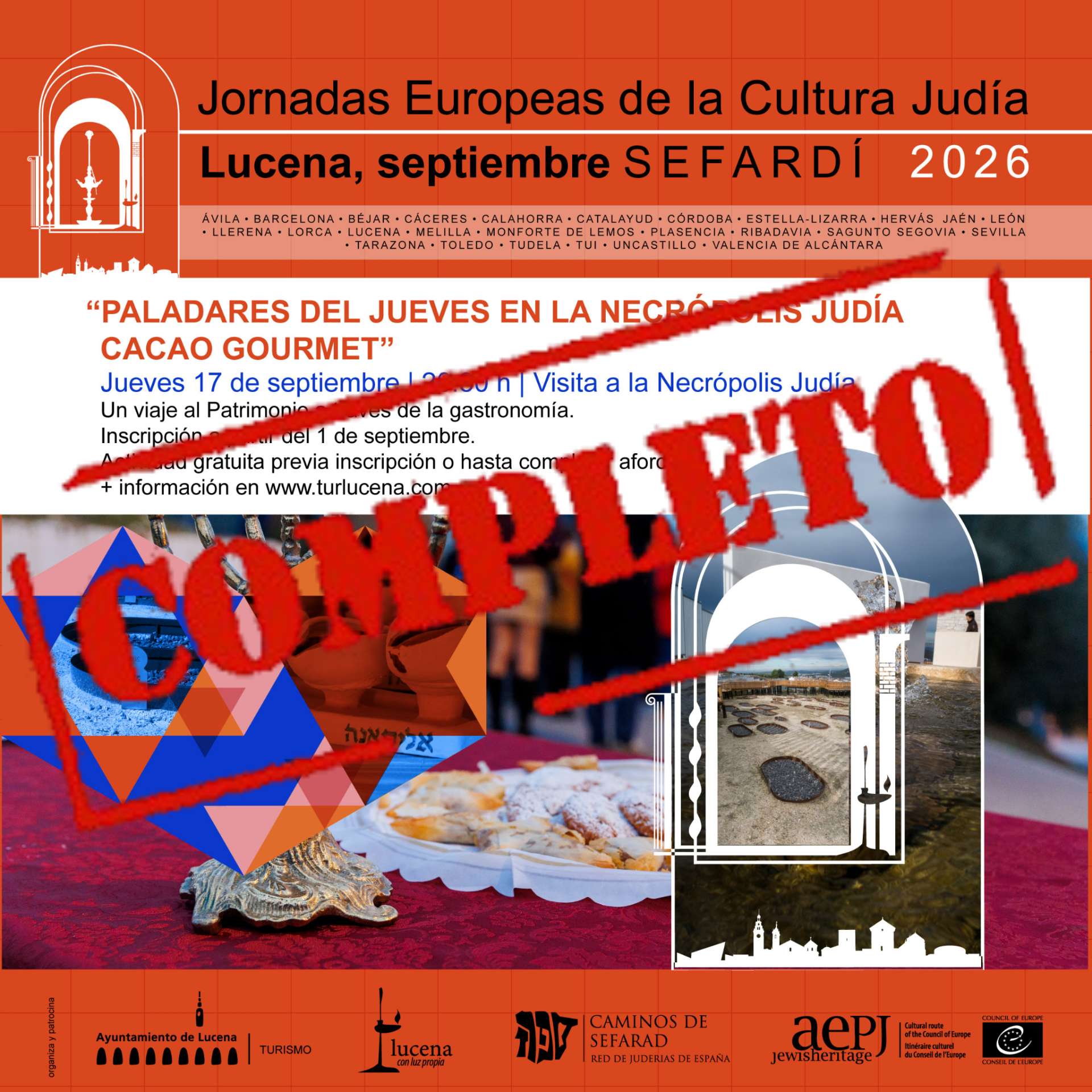 SEPTIEMBRE SEFARD: PALADARES DEL JUEVES - NECRÓPOLIS JUDÍA + CACAO GOURMET - Lucena