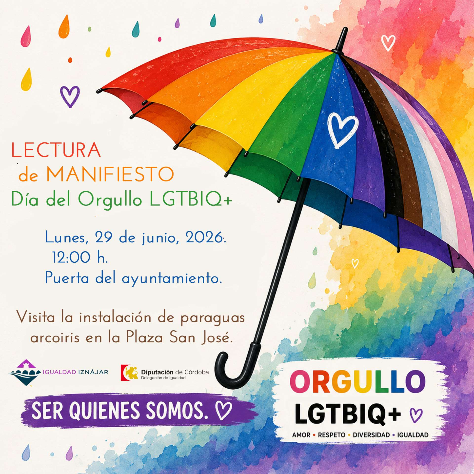 Iznájar conmemora el Día del Orgullo LGTBIQ+ con la lectura de un manifiesto - Iznájar