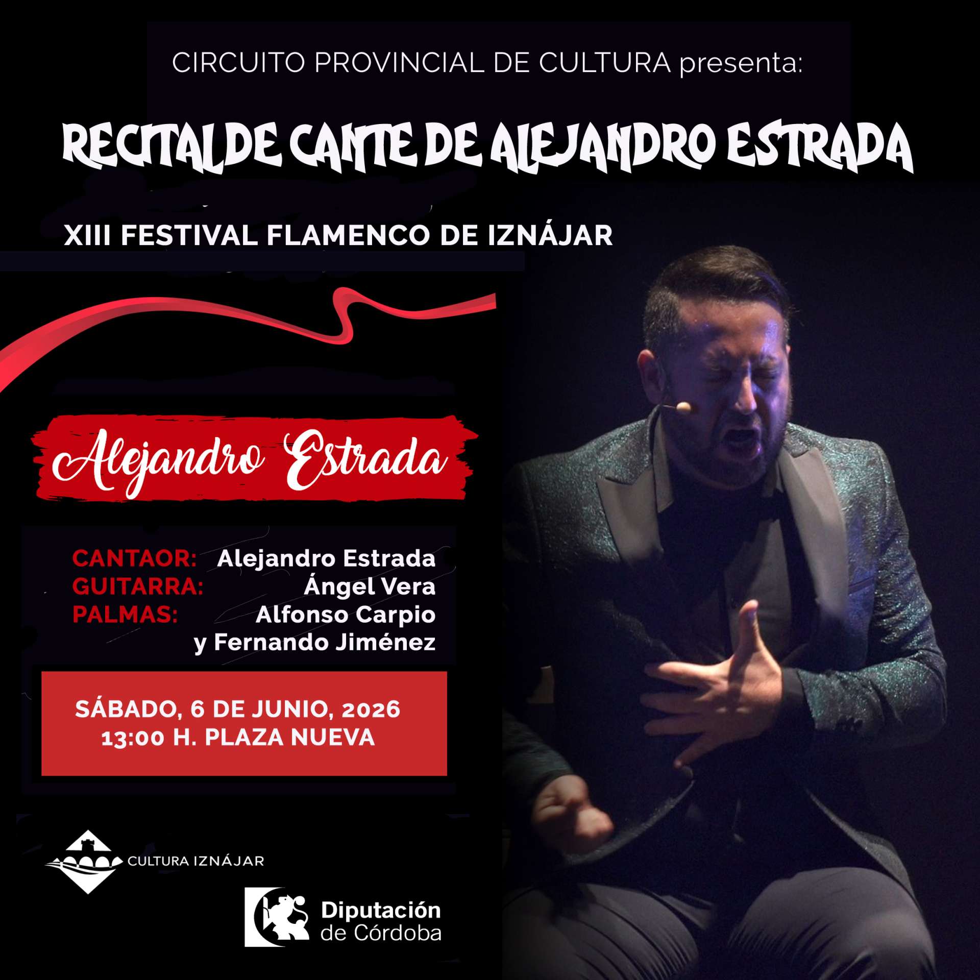 Recital de cante de Alejandro Estrada en el Circuito Provincial de Cultura - Iznájar