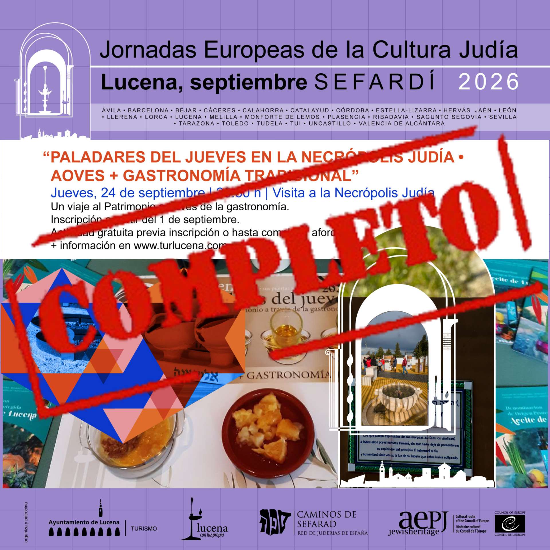 SEPTIEMBRE SEFARD - PALADARES DEL JUEVES - NECRÓPOLIS + AOVEs y GASTRONOMÍA TRADICIONAL - Lucena