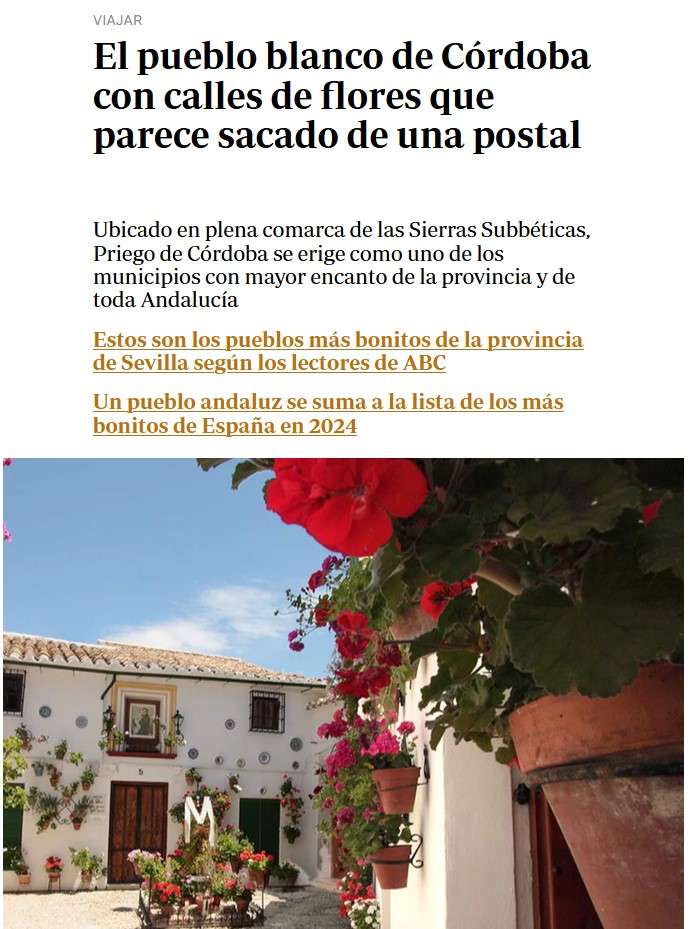 El pueblo blanco de Córdoba con calles de flores que parece sacado de una postal