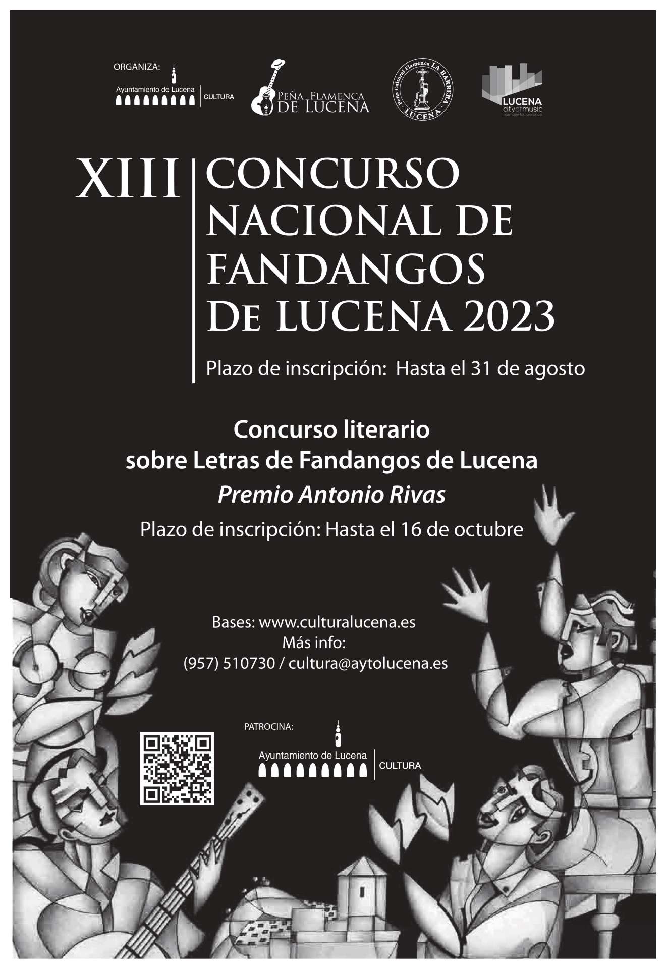 XIII Concurso Nacional de Fandangos de Lucena: abierto plazo de inscripción hasta el próximo 31 de agosto.